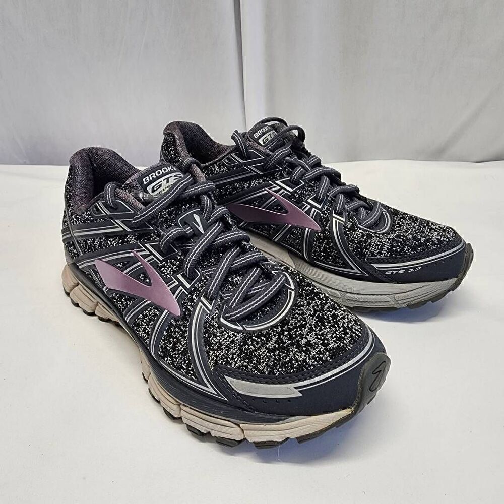 Brooks Size 6.5 Women's Adrenalin Gts 17 Metallic Charcoal / Black Rose Gold Ank